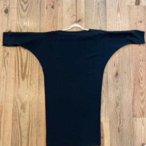 Maison Martin Margiela Silk Crepe Dolman Sleeve/Boat Neck Dress w/ Satin Stripe - Picture 3 of 12